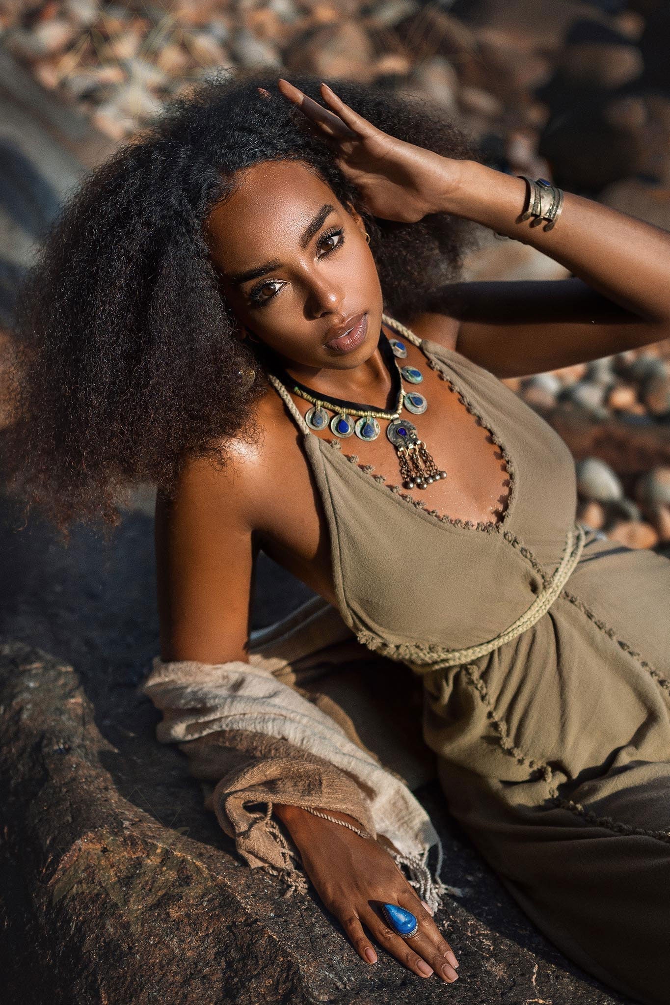 Dark Green Greek Goddess Dress • Bohemian Braided Dress • Open Back Dress - AYA Sacred Wear