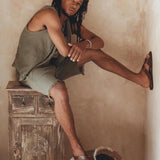 Dark Sage Green Hand Embroidered Vest for Men  by AYA Sacred Wear