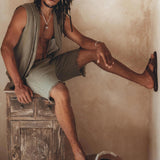 Dark Sage Green Hand Embroidered Vest for Men  by AYA Sacred Wear