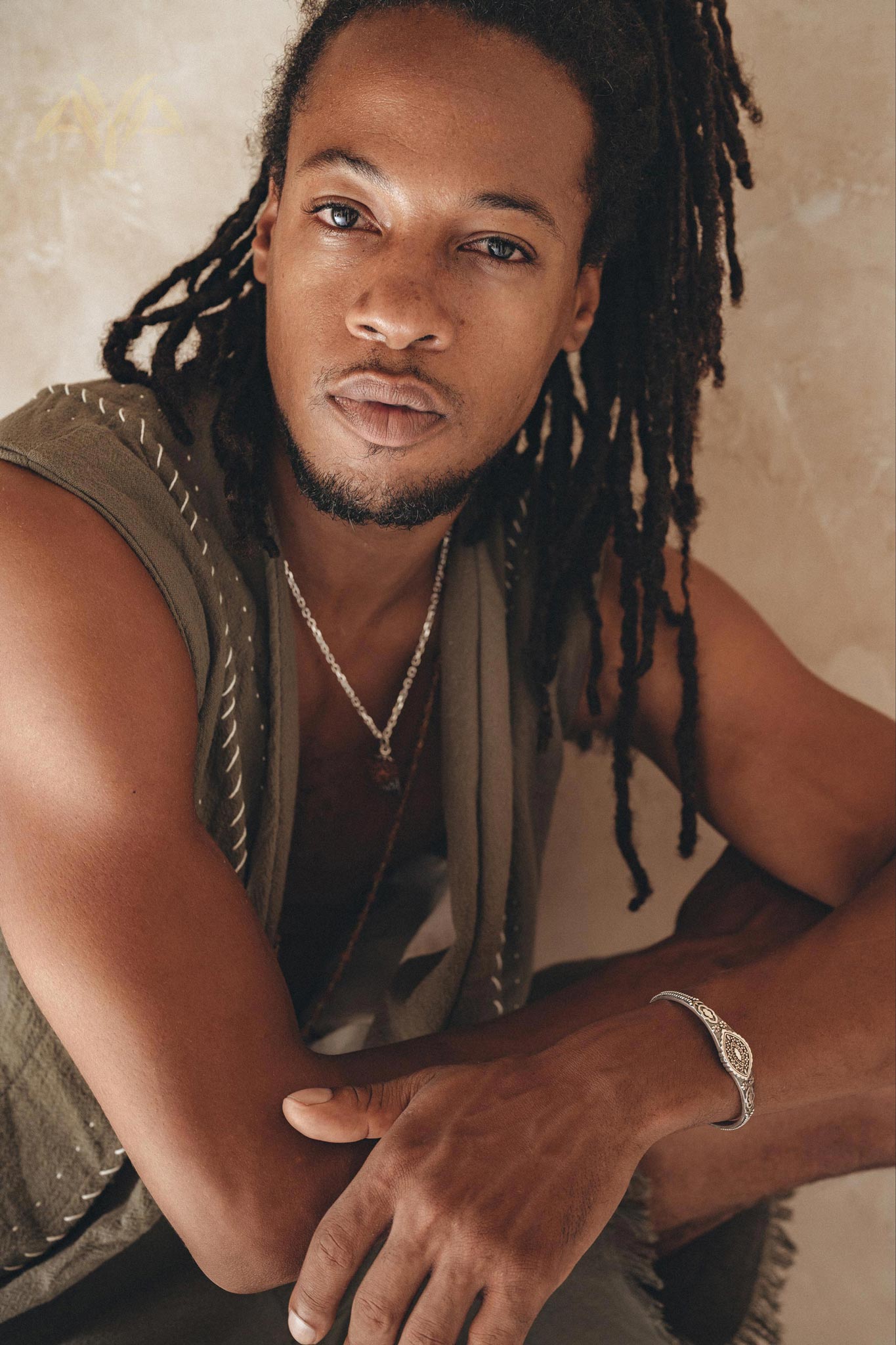 Dark Green Hand Embroidered Vest for Men - AYA Sacred Wear