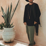 Dark Green Long Cotton Pants for Men - AYA Sacred Wear