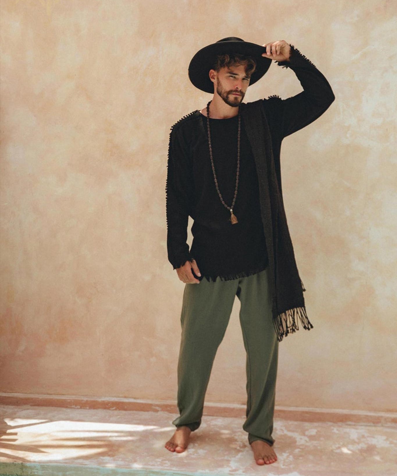 Dark Green Long Cotton Pants for Men - AYA Sacred Wear