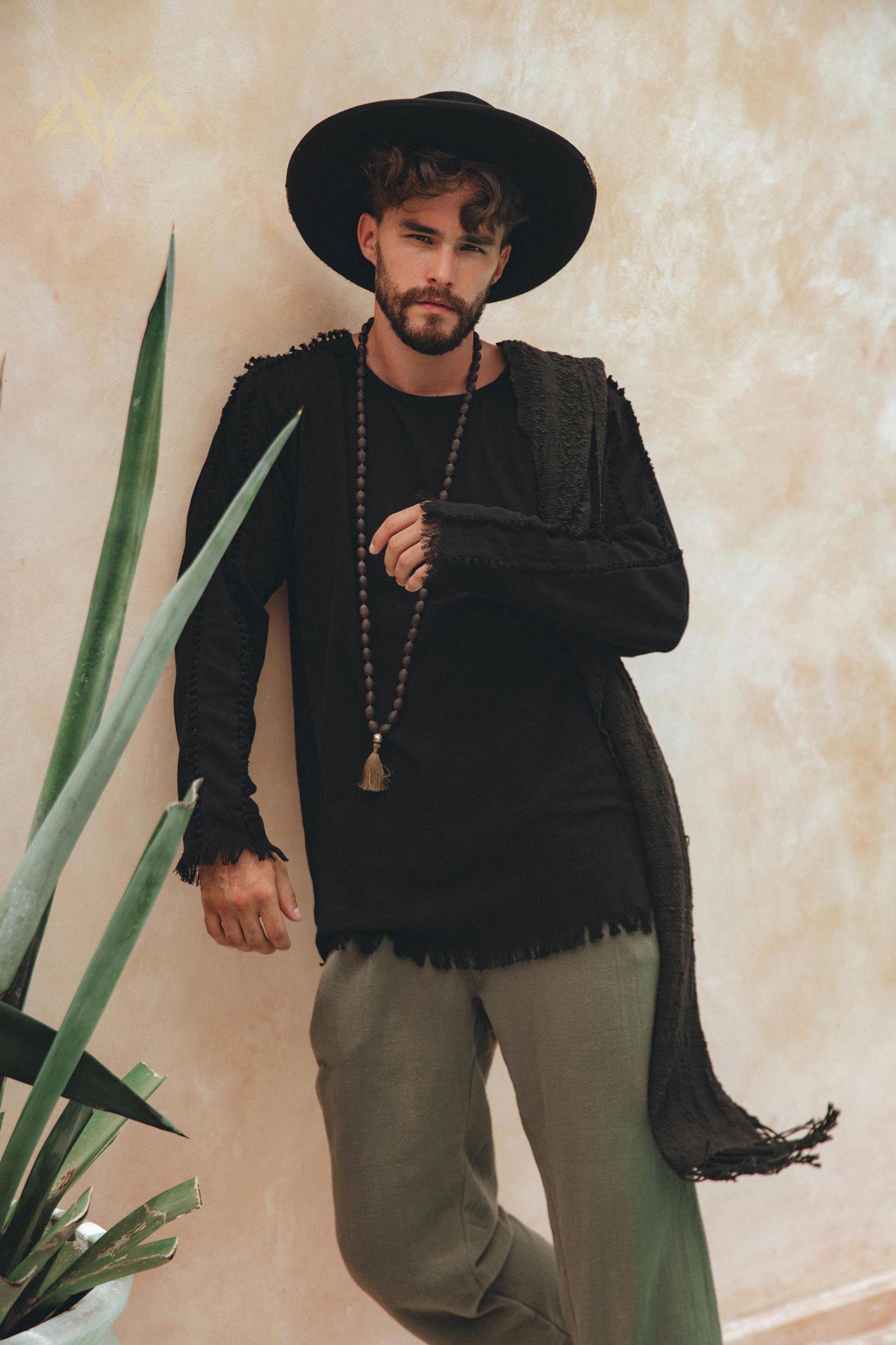 Dark Green Long Cotton Pants for Men - AYA Sacred Wear
