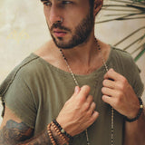 Dark Green Raw Edge Thick Cotton Top Tee for Men - AYA Sacred Wear