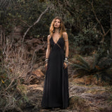 Dhara Loom Dress in Black Colour — Handwoven Cotton Bridesmaid Boho Dress - AYA Sacred Wear
