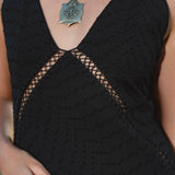 Dhara Loom Dress in Black Colour — Handwoven Cotton Bridesmaid Boho Dress - AYA Sacred Wear