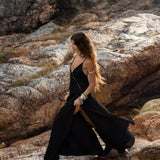 Dhara Loom Dress in Black Colour — Handwoven Cotton Bridesmaid Boho Dress - AYA Sacred Wear