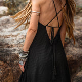 Dhara Loom Dress in Black Colour — Handwoven Cotton Bridesmaid Boho Dress - AYA Sacred Wear
