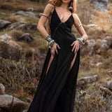Dhara Loom Dress in Black Colour — Handwoven Cotton Bridesmaid Boho Dress - AYA Sacred Wear