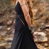 Dhara Loom Dress in Black Colour — Handwoven Cotton Bridesmaid Boho Dress - AYA Sacred Wear
