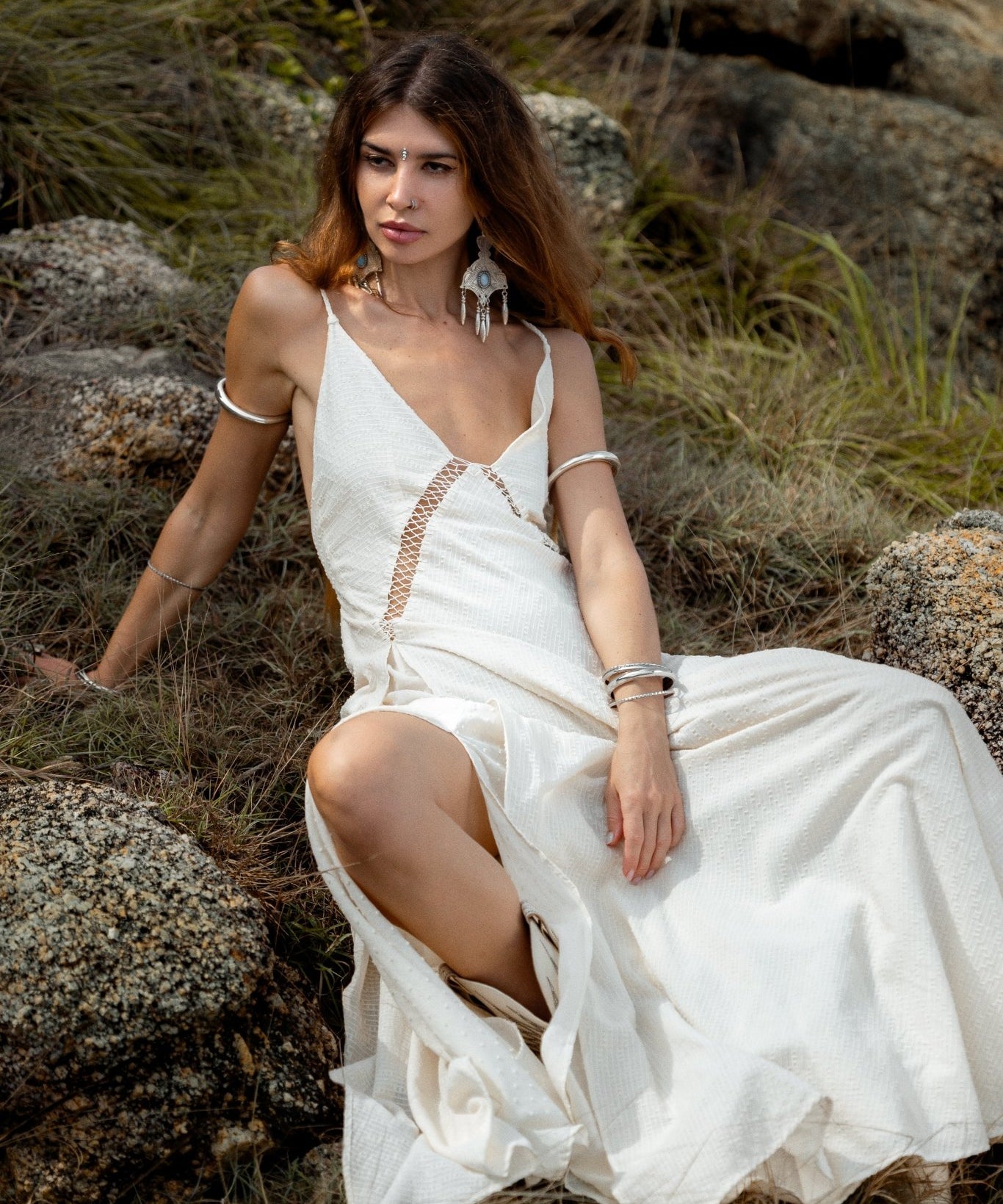 Dhara Loom Dress in off white Colour - AYA Sacred Wear