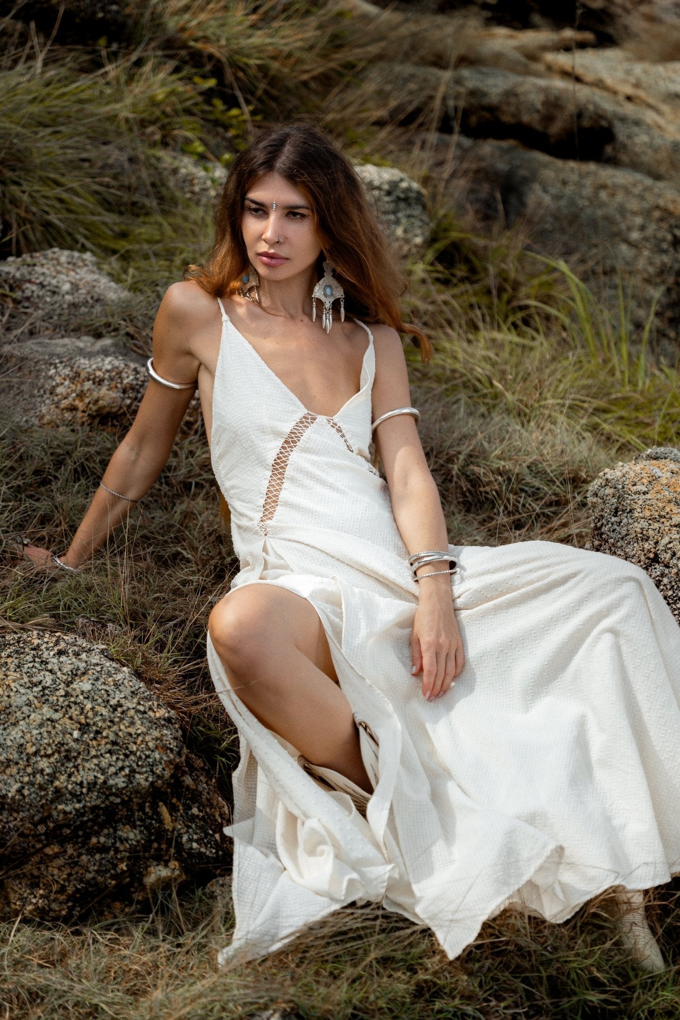 Dhara Loom Dress in off white Colour - AYA Sacred Wear
