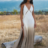 Dhara Loom Dress in Ombre Mocco Colour — Backless Macrame Pure Cotton Boho Dress - AYA Sacred Wear