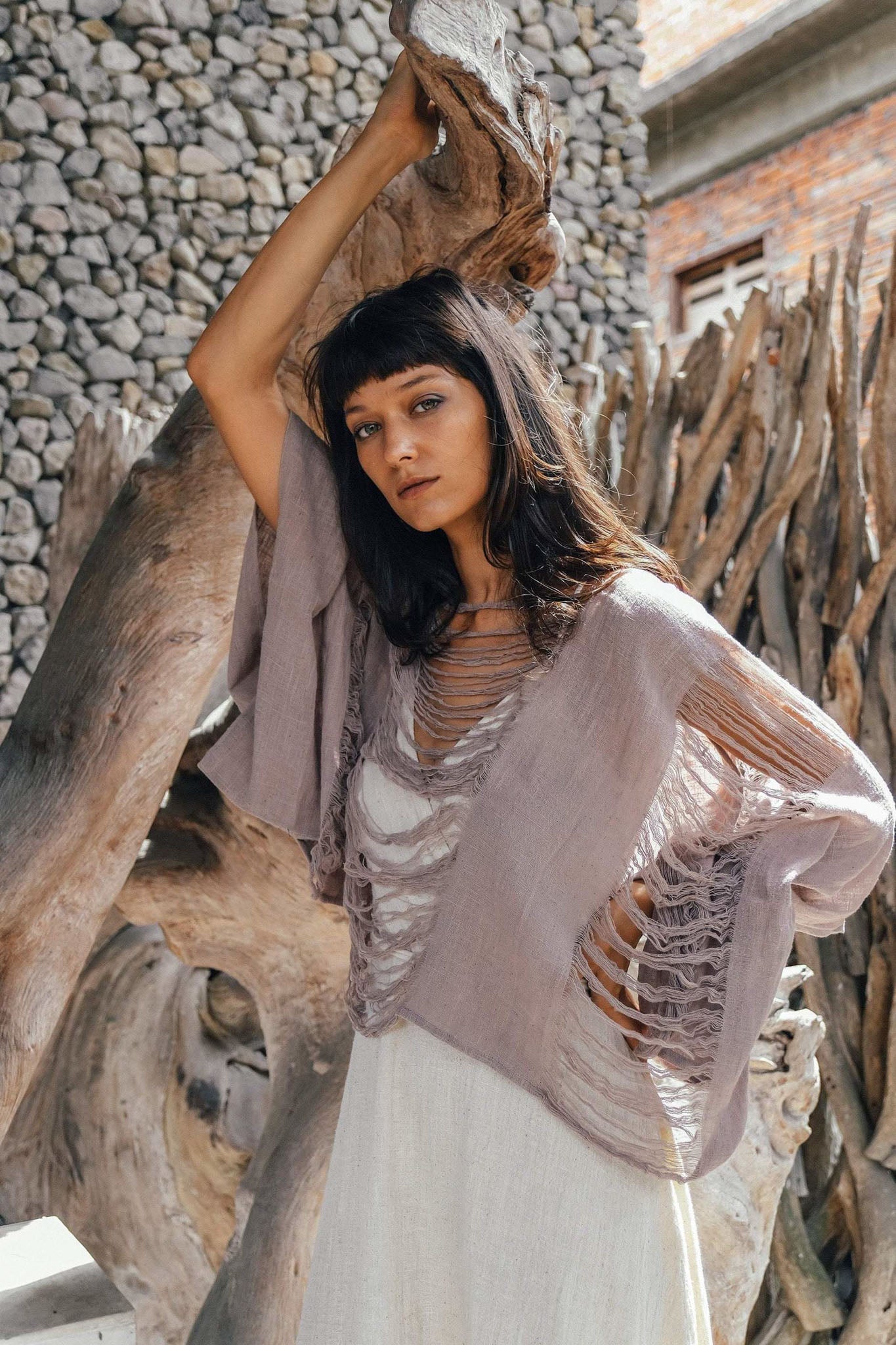 Dry Lavender Hand Loomed Raw Cotton Top - AYA Sacred Wear