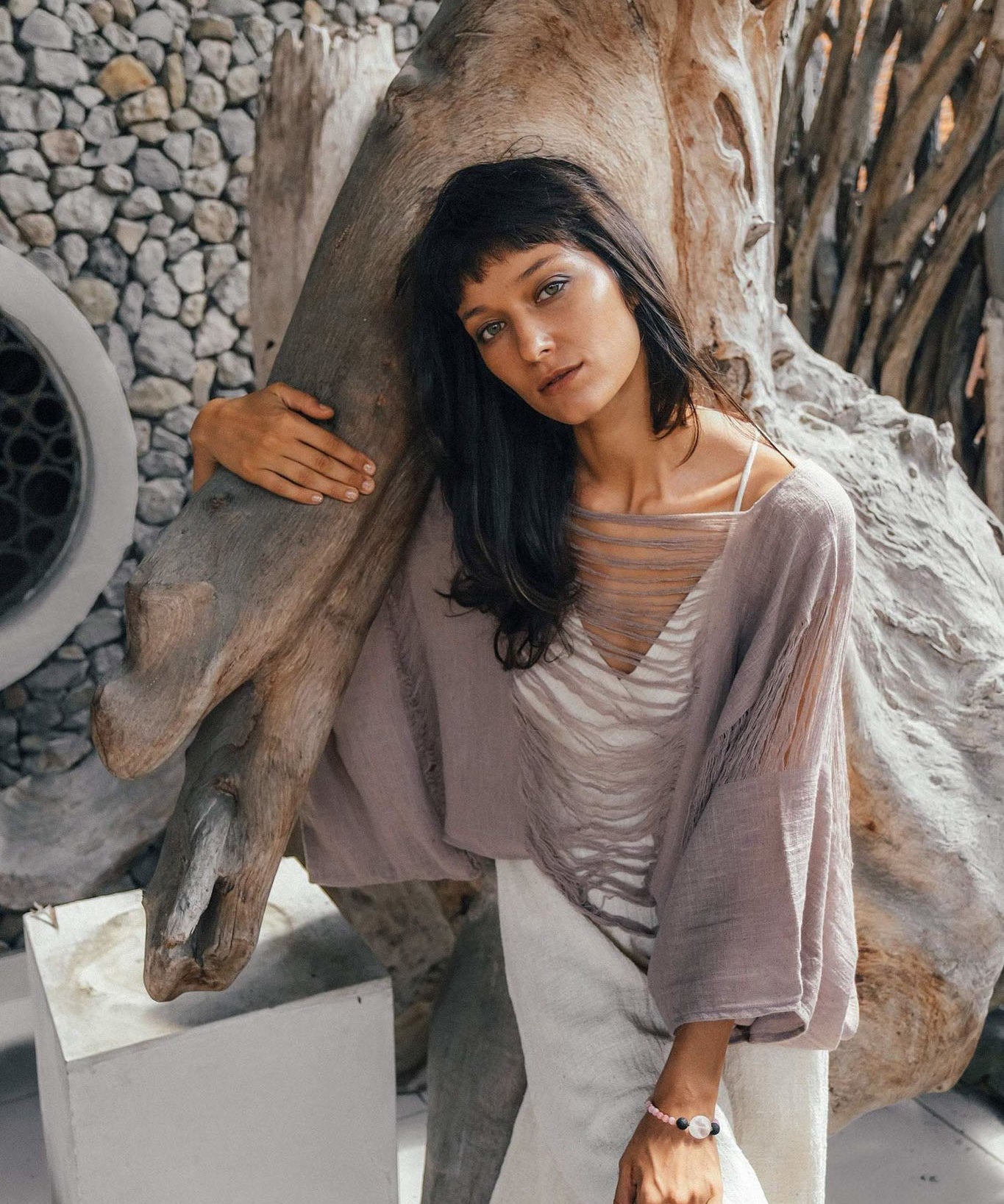 Dry Lavender Hand Loomed Raw Cotton Top - AYA Sacred Wear