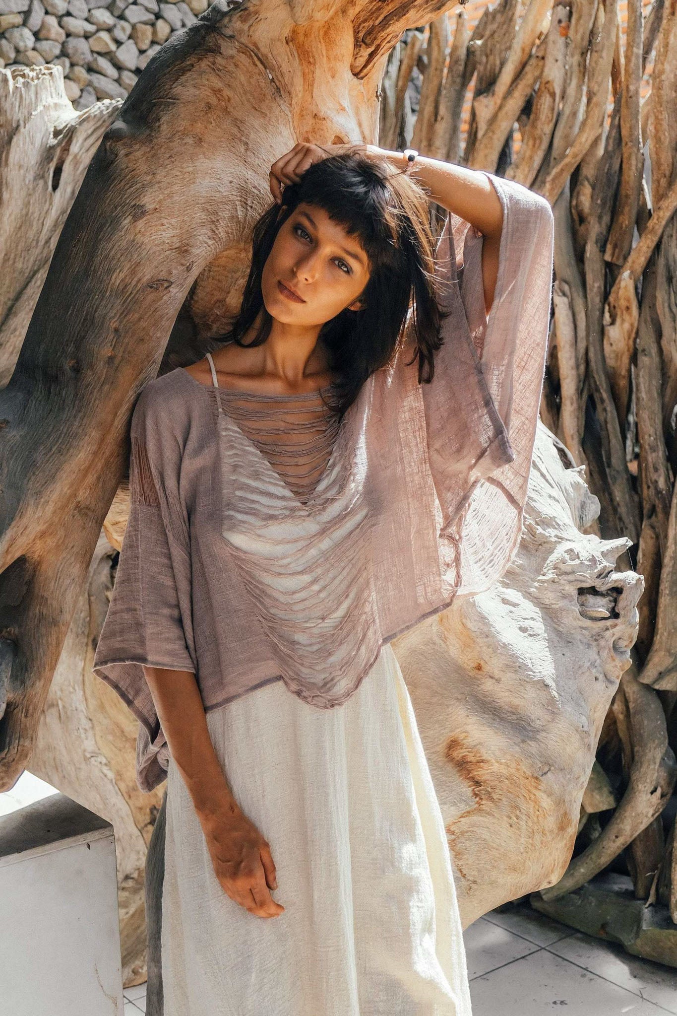 Dry Lavender Hand Loomed Raw Cotton Top - AYA Sacred Wear