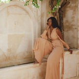 Dusty Pink Ambrosia Set Top and Pants • Organic Boho Top & Trousers for Women • Casual Set - AYA Sacred Wear