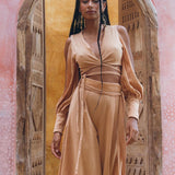 Dusty Pink Ambrosia Set Top and Pants • Organic Boho Top & Trousers for Women • Casual Set - AYA Sacred Wear