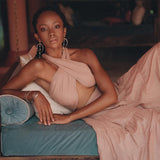 Dusty Pink Bohemian Adjustable Dress • Boho Evening Open Back Belly Dress - AYA Sacred Wear