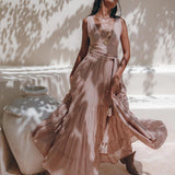 Dusty Pink Bohemian Dress • Boho Maternity Dress • A Line Belted Dress - AYA Sacred Wear