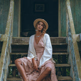 Dusty Pink Bohemian Dress • Boho Maternity Dress • A Line Belted Dress - AYA Sacred Wear
