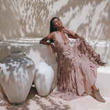 Dusty Pink Bohemian Dress • Boho Maternity Dress • A Line Belted Dress - AYA Sacred Wear