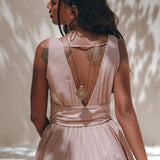 Dusty Pink Bohemian Dress • Boho Maternity Dress • A Line Belted Dress - AYA Sacred Wear