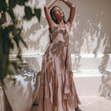 Dusty Pink Bohemian Dress • Boho Maternity Dress • A Line Belted Dress - AYA Sacred Wear