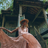 Dusty Pink Bohemian Dress • Boho Maternity Dress • A Line Belted Dress - AYA Sacred Wear