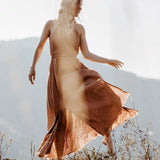 Dusty Pink Boho Bridesmaid Dress • Open Back Elegant Dress - AYA Sacred Wear