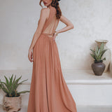 Dusty Pink Boho Bridesmaid Dress • Open Back Elegant Dress - AYA Sacred Wear