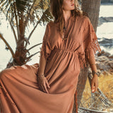 Dusty Pink Boho Dress • Boho Goddess Dress • Maxi Bridesmaid Dress - AYA Sacred Wear