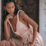 Dusty Pink Greek Dress • Pink Multiway Dress • Boho Wedding Dress - AYA Sacred Wear