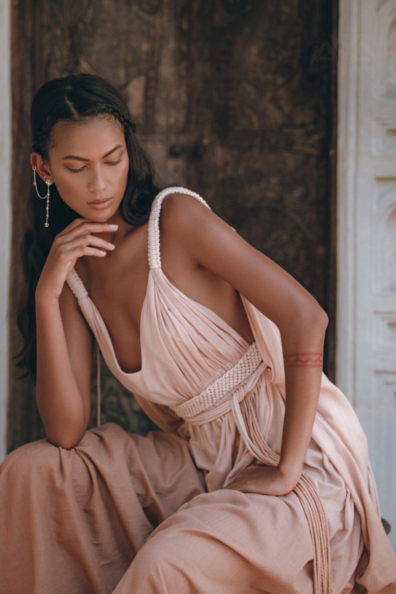Dusty Pink Greek Dress • Pink Multiway Dress • Boho Wedding Dress - AYA Sacred Wear