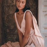 Dusty Pink Greek Dress • Pink Multiway Dress • Boho Wedding Dress - AYA Sacred Wear
