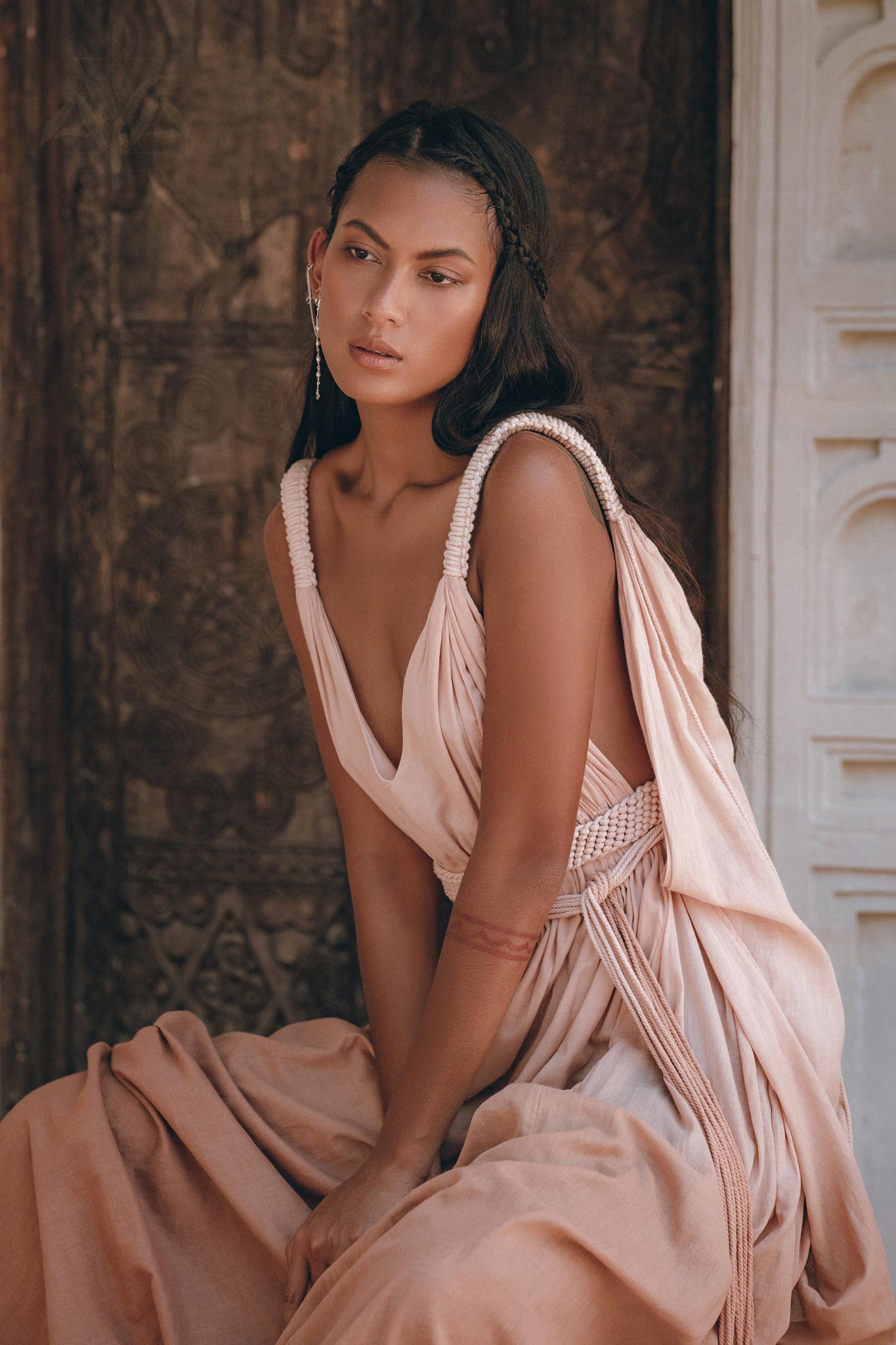 Dusty Pink Greek Dress • Pink Multiway Dress • Boho Wedding Dress - AYA Sacred Wear