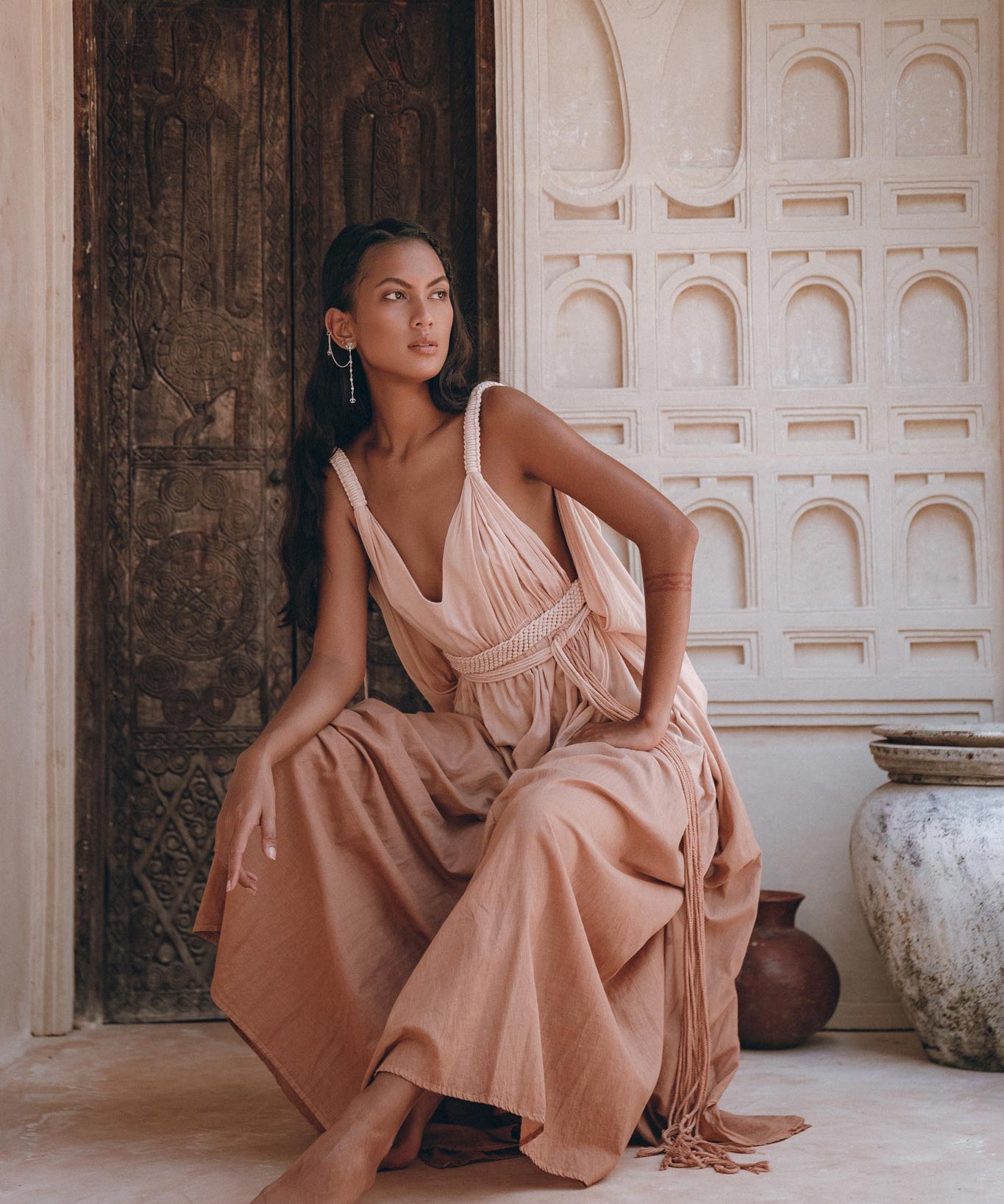Dusty Pink Greek Dress • Pink Multiway Dress • Boho Wedding Dress - AYA Sacred Wear