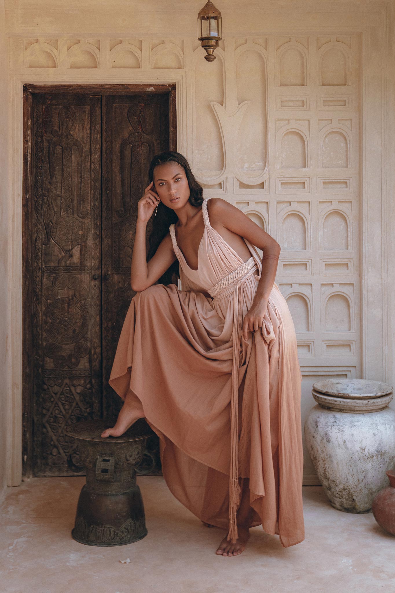 Dusty Pink Greek Dress • Pink Multiway Dress • Boho Wedding Dress - AYA Sacred Wear