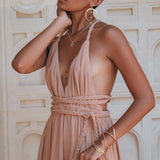 Dusty Pink Greek Goddess Dress • Grecian Dress • Boho Bridesmaid Dress - AYA Sacred Wear