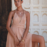 Dusty Pink Greek Goddess Dress • Grecian Dress • Boho Bridesmaid Dress - AYA Sacred Wear