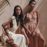 Dusty Pink Greek Goddess Dress • Grecian Dress • Boho Bridesmaid Dress - AYA Sacred Wear