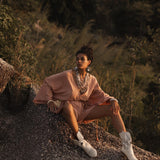 Dusty Pink Handmade Knotted Jumpsuit • Mini Organic Jumpsuit • Romper Dress - AYA Sacred Wear