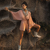 Dusty Pink Handmade Knotted Jumpsuit • Mini Organic Jumpsuit • Romper Dress - AYA Sacred Wear