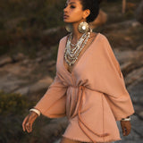 Dusty Pink Handmade Knotted Jumpsuit • Mini Organic Jumpsuit • Romper Dress - AYA Sacred Wear