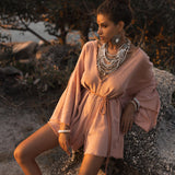 Dusty Pink Handmade Knotted Jumpsuit • Mini Organic Jumpsuit • Romper Dress - AYA Sacred Wear