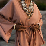 Dusty Pink Handmade Knotted Jumpsuit • Mini Organic Jumpsuit • Romper Dress - AYA Sacred Wear