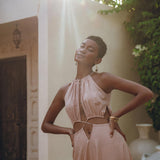 Dusty Pink Maxi Adjustable Dress • Open Back Sides Belly Dress - AYA Sacred Wear