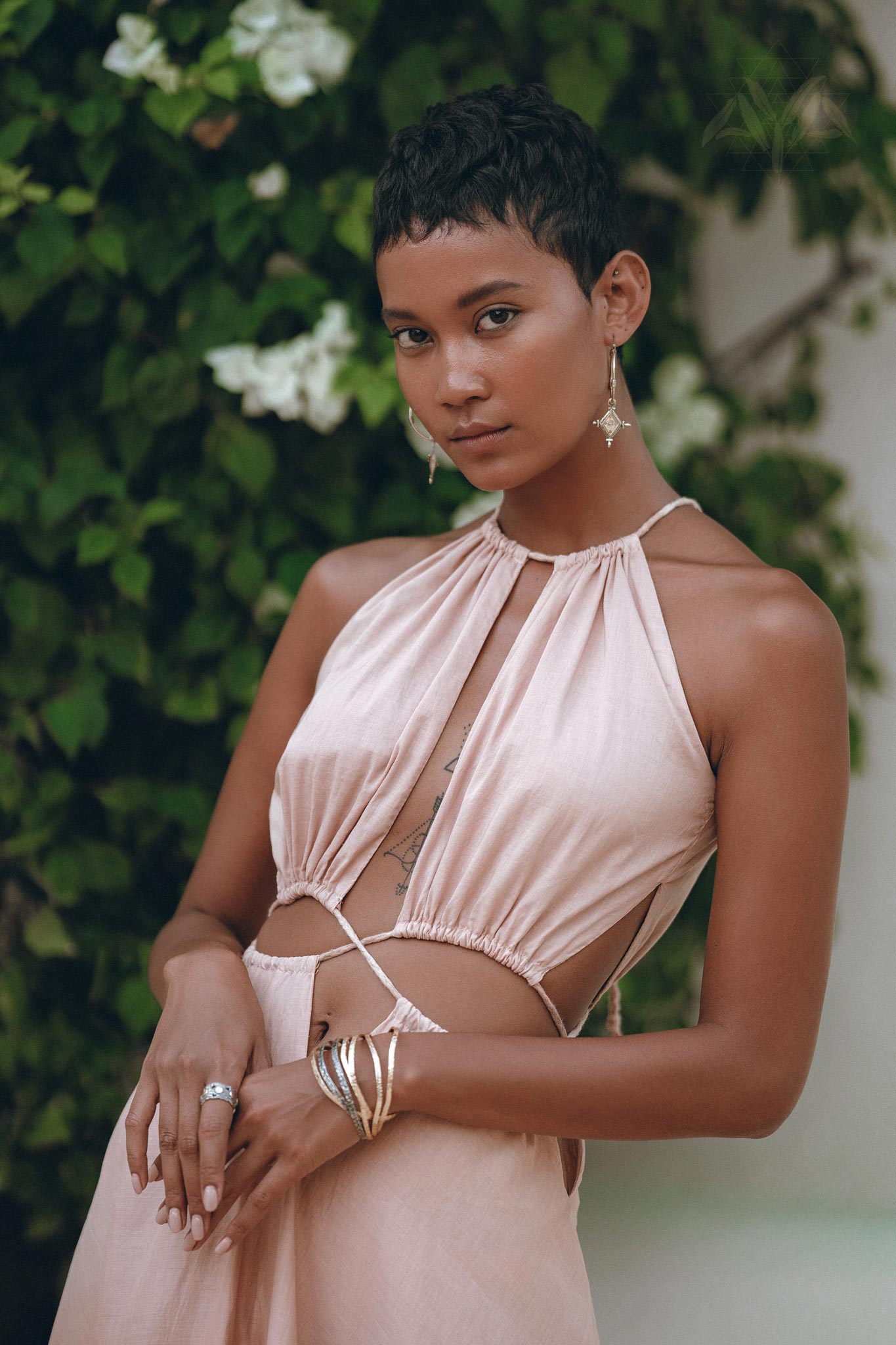 Dusty Pink Maxi Adjustable Dress • Open Back Sides Belly Dress - AYA Sacred Wear