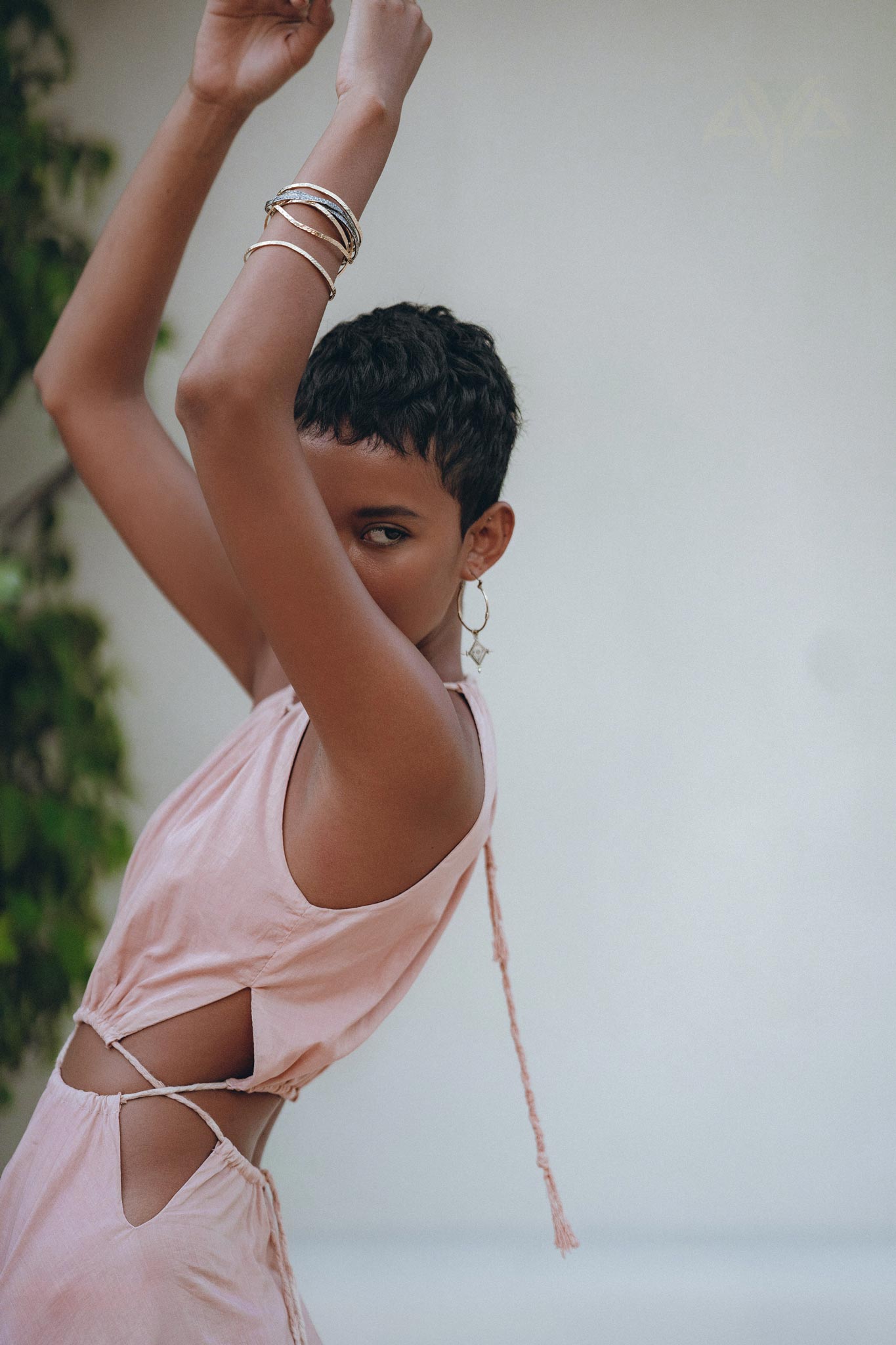 Dusty Pink Maxi Adjustable Dress • Open Back Sides Belly Dress - AYA Sacred Wear