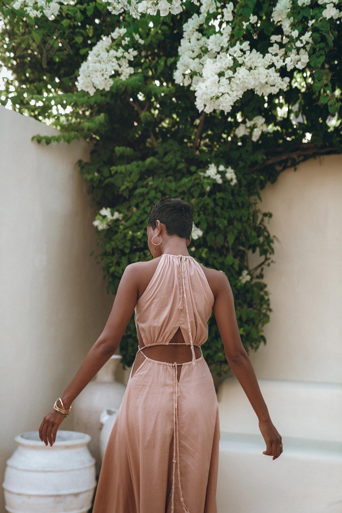 Dusty Pink Maxi Adjustable Dress • Open Back Sides Belly Dress - AYA Sacred Wear